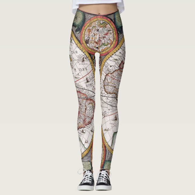 Antique Old Map Inspired (12) Leggings (Front)
