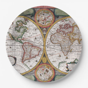 Antique Old Map Inspired (12) Paper Plate