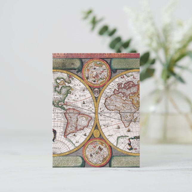 Antique Old Map Inspired (12) Postcard (Standing Front)