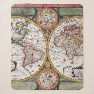 Antique Old Map Inspired (12) Sherpa Blanket