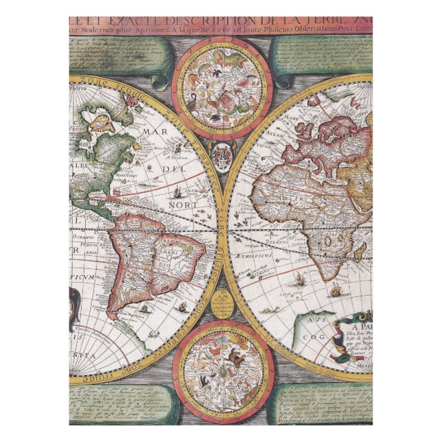 Antique Old Map Inspired (12) Tablecloth (Front)