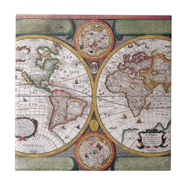 Antique Old Map Inspired (12) Tile (Front)