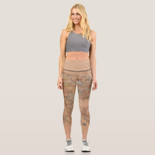 Antique Old Map Inspired (13) Capri Leggings