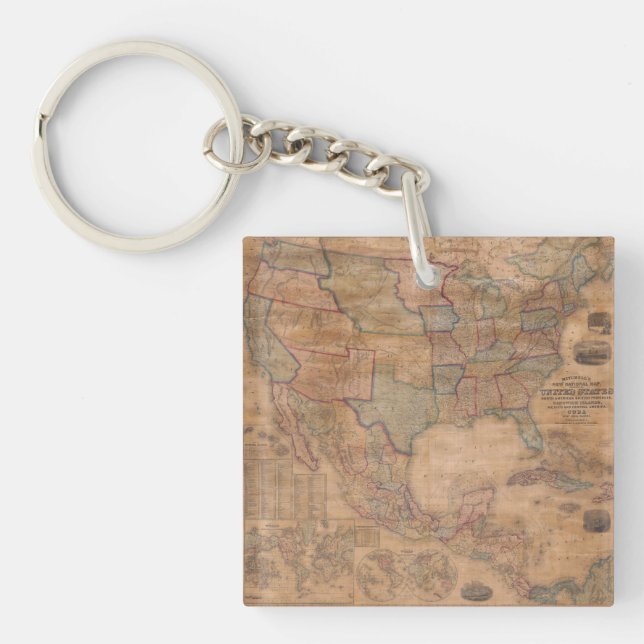 Antique Old Map Inspired (13) Key Ring (Front)