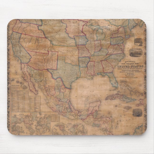 Antique Old Map Inspired (13) Mouse Mat (Front)