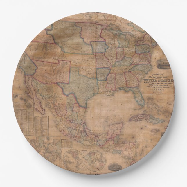 Antique Old Map Inspired (13) Paper Plate (Front)