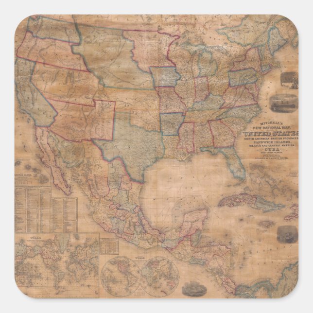 Antique Old Map Inspired (13) Square Sticker (Front)