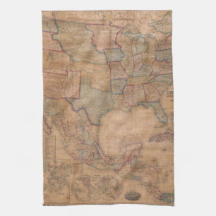Antique Old Map Inspired (13) Tea Towel