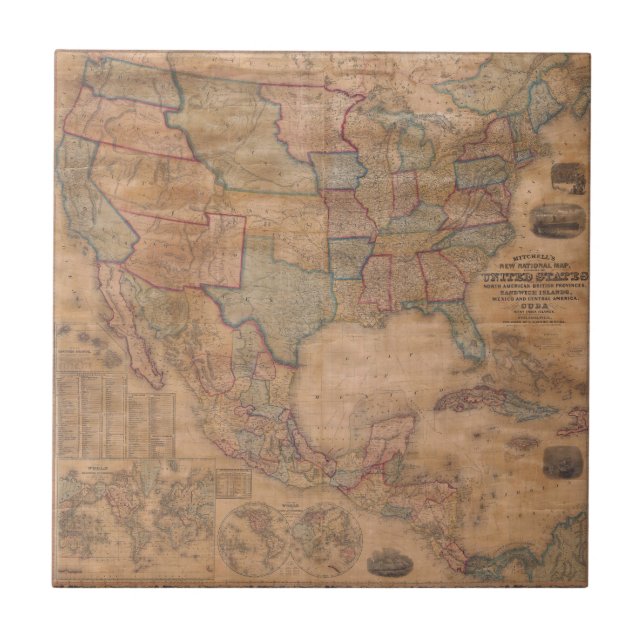 Antique Old Map Inspired (13) Tile (Front)