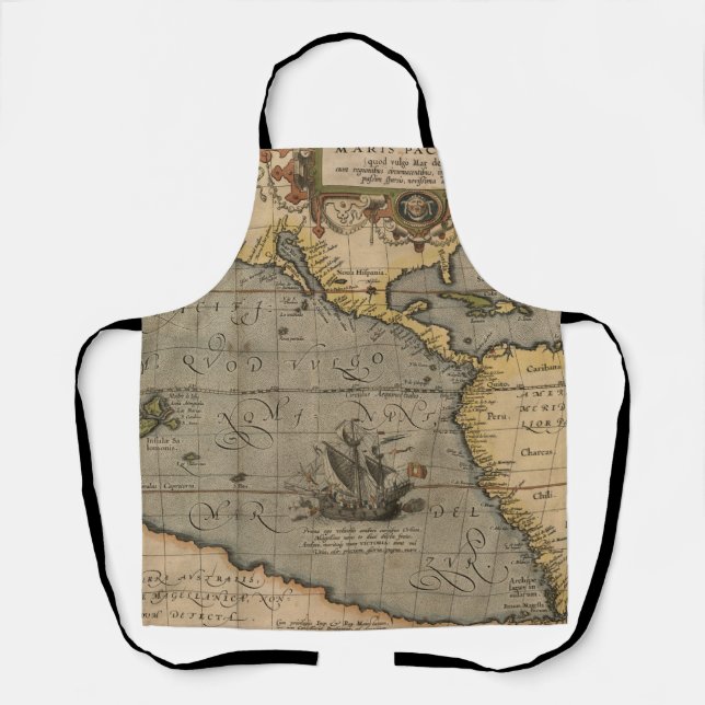 Antique Old Map Inspired (14) Luggage Tag Apron (Front)