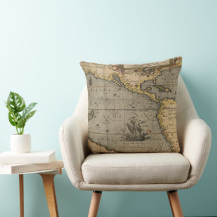 Antique Old Map Inspired (14) Luggage Tag Cushion