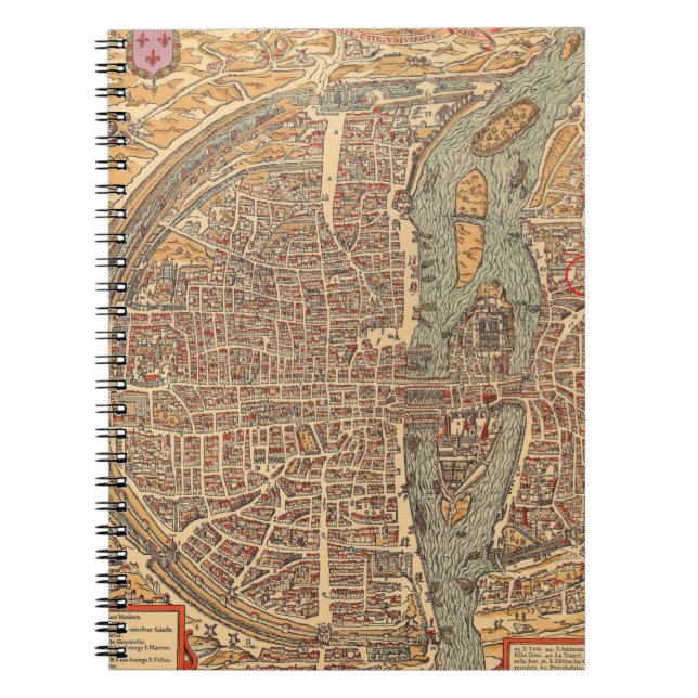 Antique Old Map Inspired (14) Notebook (Front)