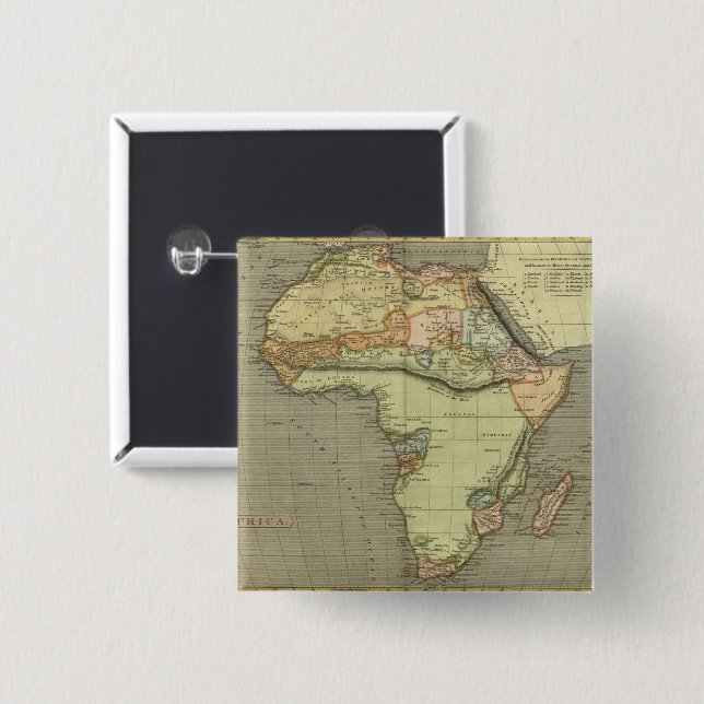 Antique Old Map Inspired 15 Cm Square Badge (Front & Back)