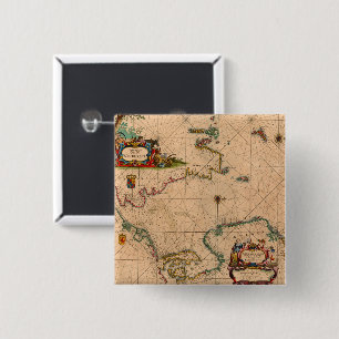 Antique Old Map Inspired (1) 15 Cm Square Badge