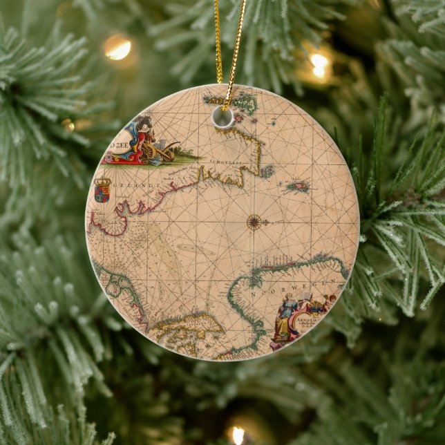 Antique Old Map Inspired (1) Ceramic Tree Decoration (Tree)