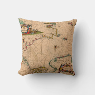 Antique Old Map Inspired (1) Cushion