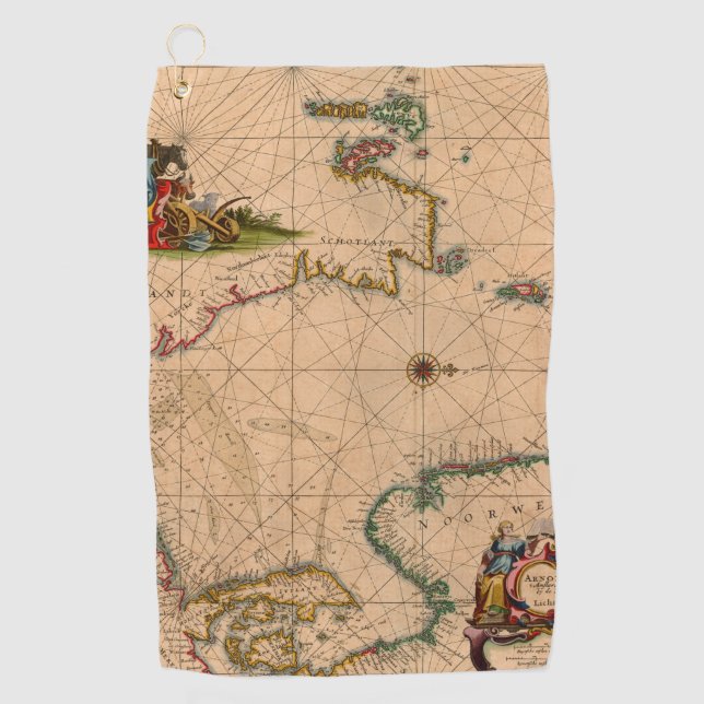 Antique Old Map Inspired (1) Golf Towel (Front)