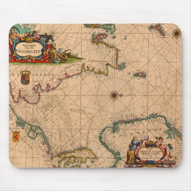 Antique Old Map Inspired (1) Mouse Mat (Front)