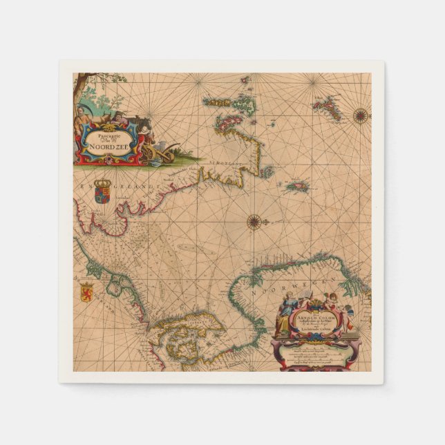 Antique Old Map Inspired (1) Napkin (Front)