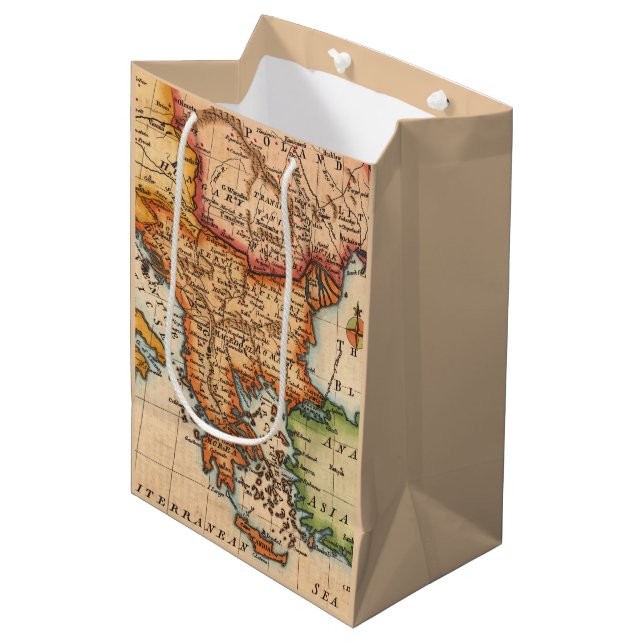 Antique Old Map Inspired (2) Medium Gift Bag (Front Angled)