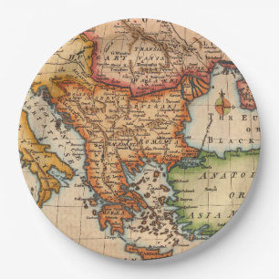 Antique Old Map Inspired (2) Paper Plate