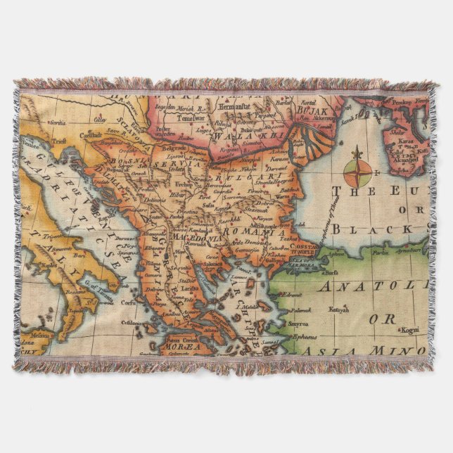 Antique Old Map Inspired (2) Throw Blanket (Front)