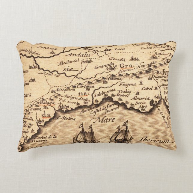 Antique Old Map Inspired (3) Decorative Cushion (Front)