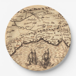 Antique Old Map Inspired (3) Paper Plate