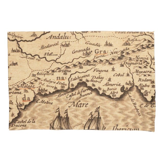 Antique Old Map Inspired (3) Pillowcase (Front-Left)