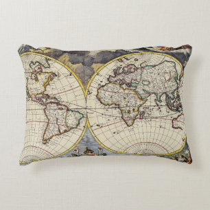 Antique Old Map Inspired (4) Decorative Cushion