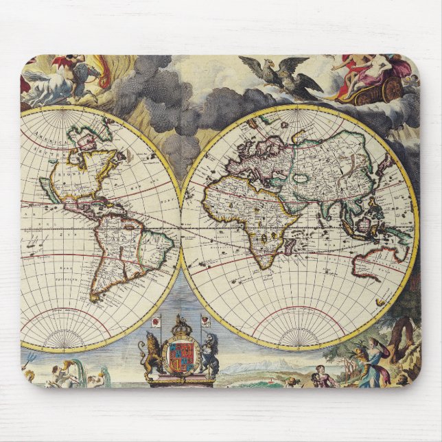 Antique Old Map Inspired (4) Mouse Mat (Front)