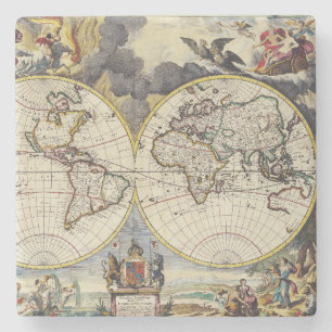 Antique Old Map Inspired (4) Stone Coaster