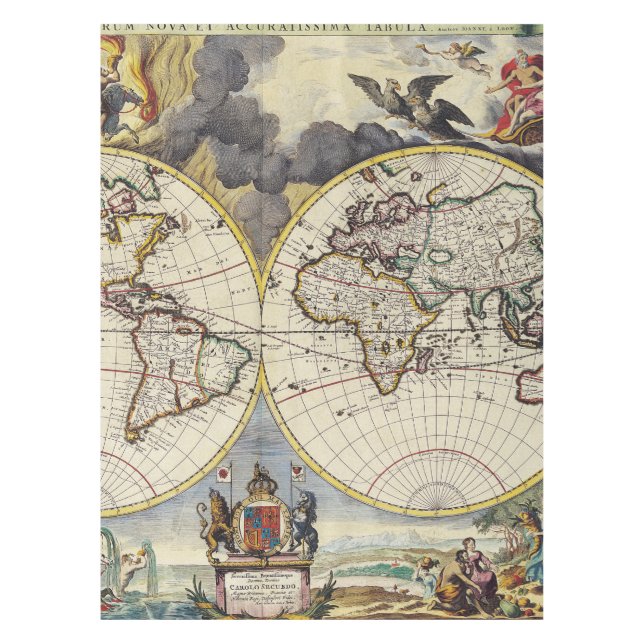 Antique Old Map Inspired (4) Tablecloth (Front)