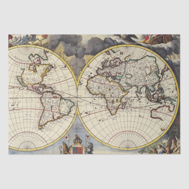 Antique Old Map Inspired (4) Tissue Paper (Front)