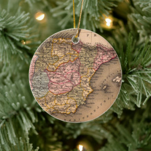 Antique Old Map Inspired (5) Ceramic Tree Decoration
