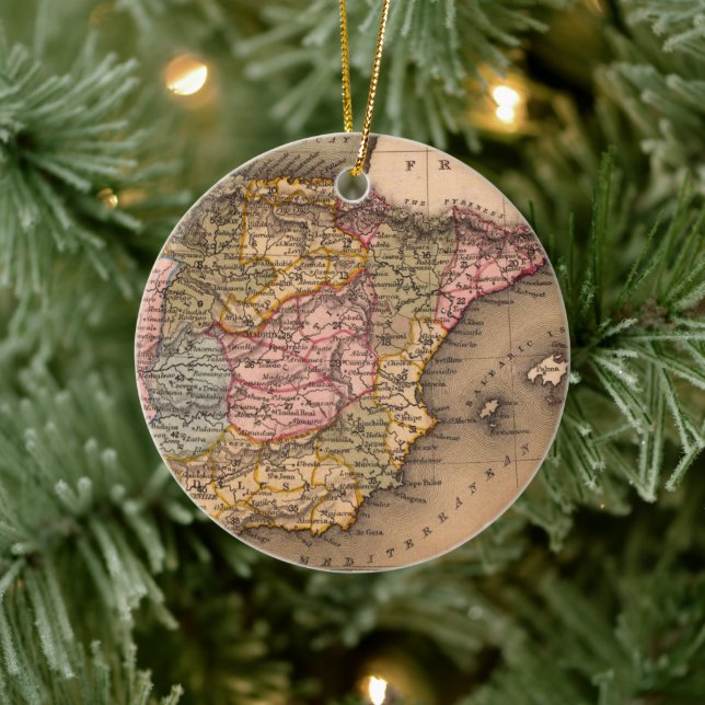 Antique Old Map Inspired (5) Ceramic Tree Decoration (Tree)