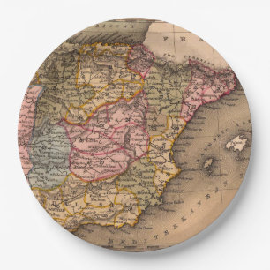 Antique Old Map Inspired (5) Paper Plate