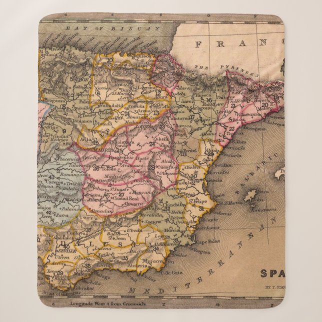 Antique Old Map Inspired (5) Sherpa Blanket (Front)