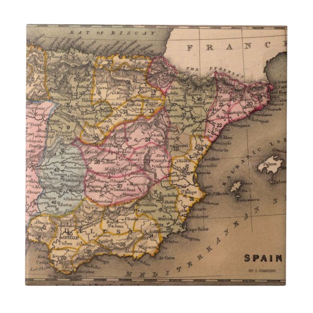 Antique Old Map Inspired (5) Tile (Front)