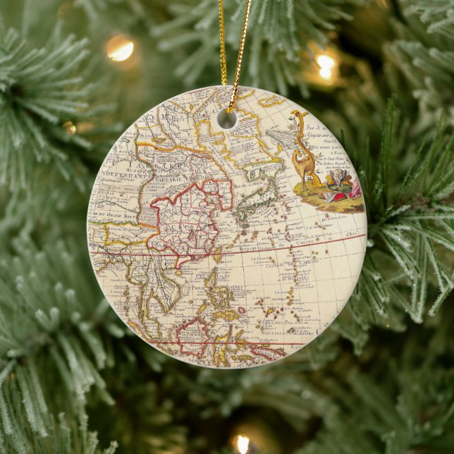 Antique Old Map Inspired (6) Ceramic Tree Decoration (Tree)