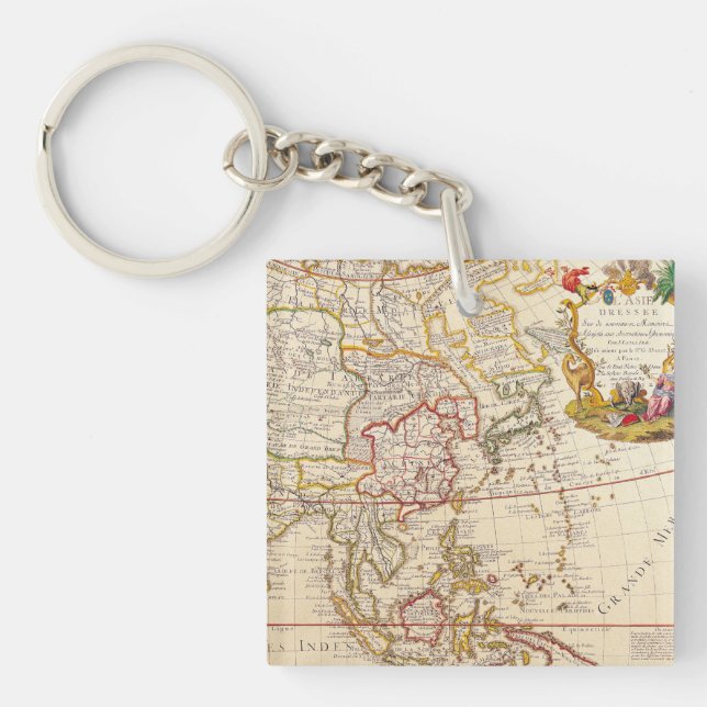 Antique Old Map Inspired (6) Key Ring (Front)