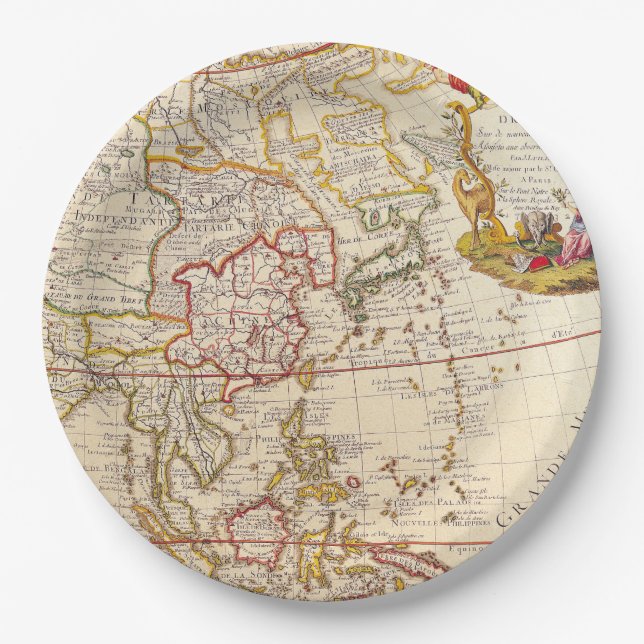 Antique Old Map Inspired (6) Paper Plate (Front)