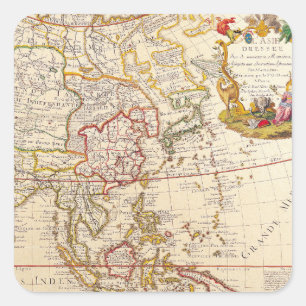 Antique Old Map Inspired (6) Square Sticker