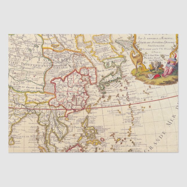 Antique Old Map Inspired (6) Tissue Paper (Front)