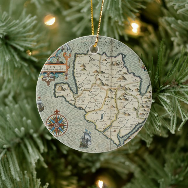 Antique Old Map Inspired (7) Ceramic Tree Decoration (Tree)