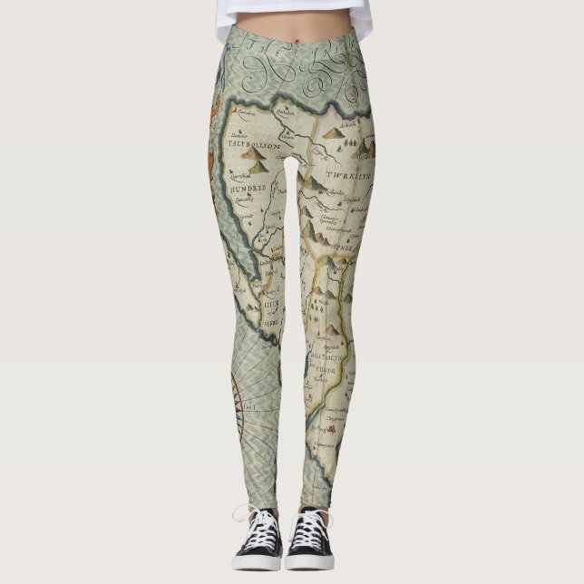 Antique Old Map Inspired (7) Leggings (Front)