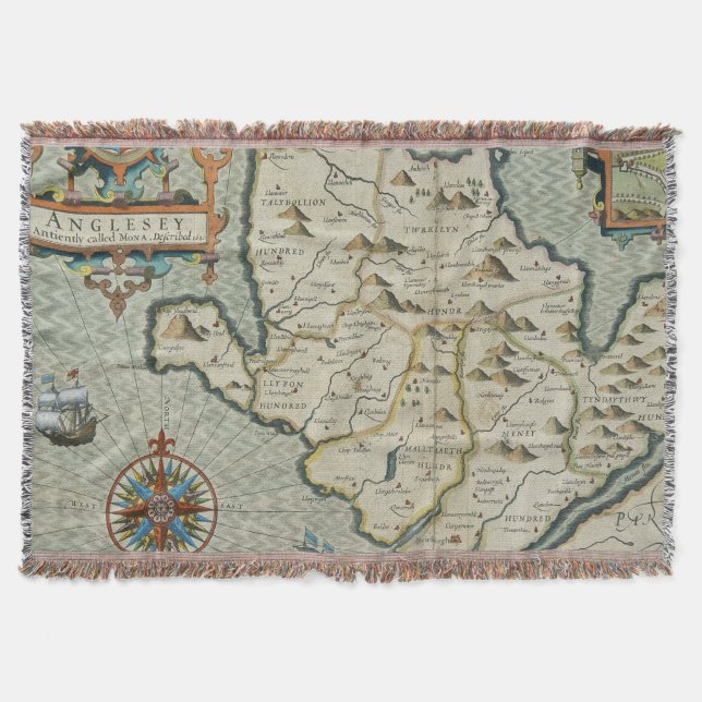 Antique Old Map Inspired (7) Throw Blanket (Front)