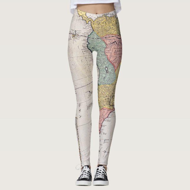 Antique Old Map Inspired (8) Leggings (Front)