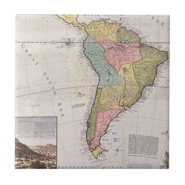 Antique Old Map Inspired (8) Tile (Front)
