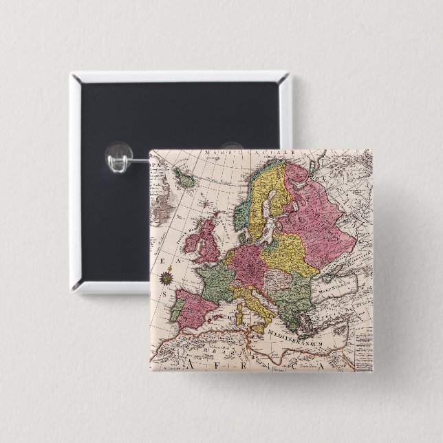 Antique Old Map Inspired (9) 15 Cm Square Badge (Front & Back)